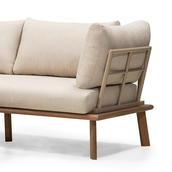 Garden Corner Sofa with Table Penne, Eucalyptus Wood FSC, Beige