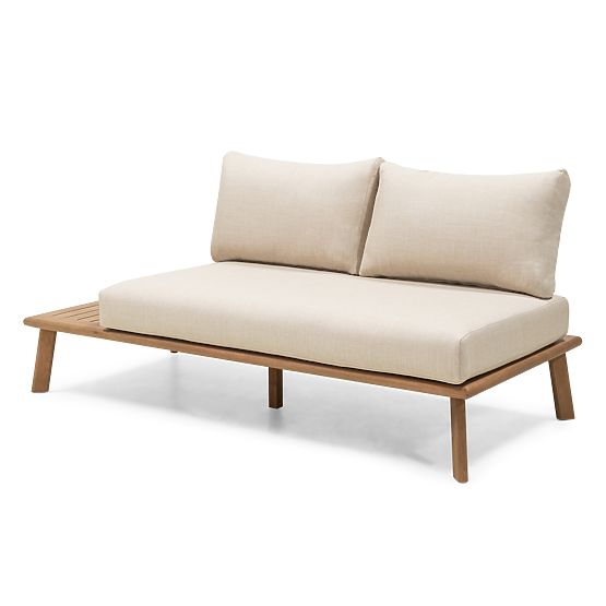 Garden Corner Sofa with Table Penne, Eucalyptus Wood FSC, Beige