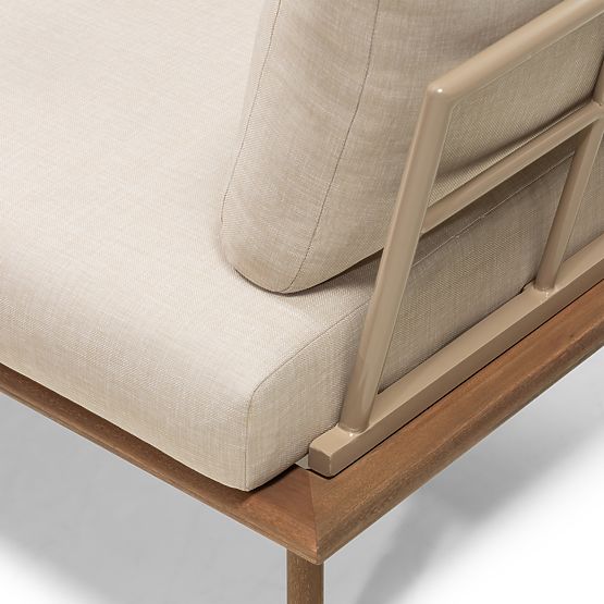 Garden Corner Sofa with Table Penne, Eucalyptus Wood FSC, Beige