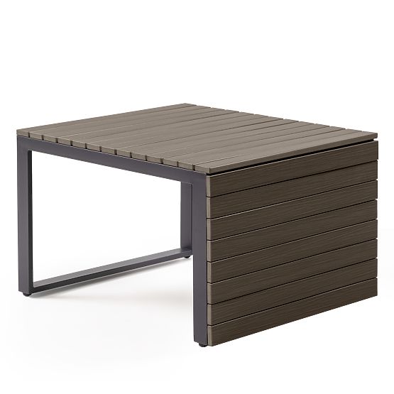 Garden Corner Sofa with Table Valongo, Polywood, Spun-Poly, Light Grey/Anthracite