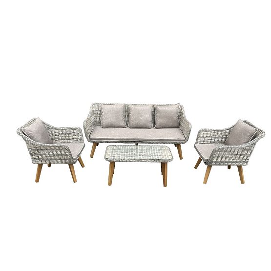 Garden Furniture from Technorattan (Large 3-Seater Sofa + 2 Armchairs + Table) LARGO Grey Mix