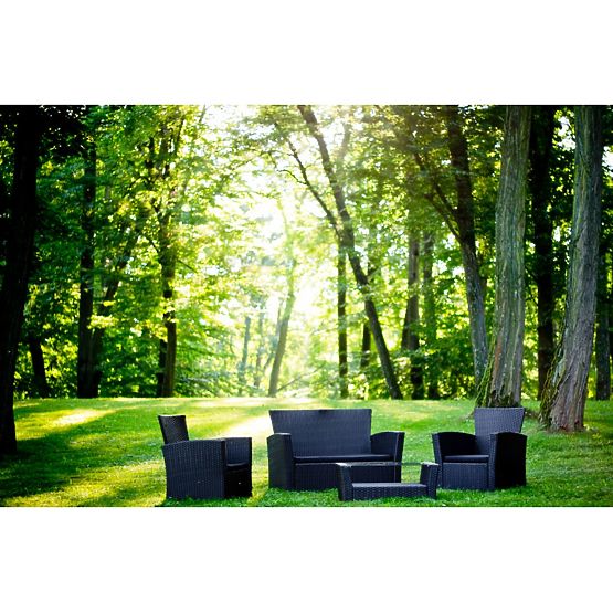 Garden Furniture from Technorattan (Sofa 123cm, 2 x Armchair + Table) UNICO Black