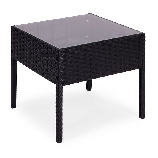 Garden Furniture Set 2 Chairs + Table Tempered Glass Black MultiGarden