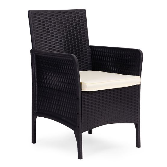 Garden Furniture Set 2 Chairs + Table Tempered Glass Black MultiGarden