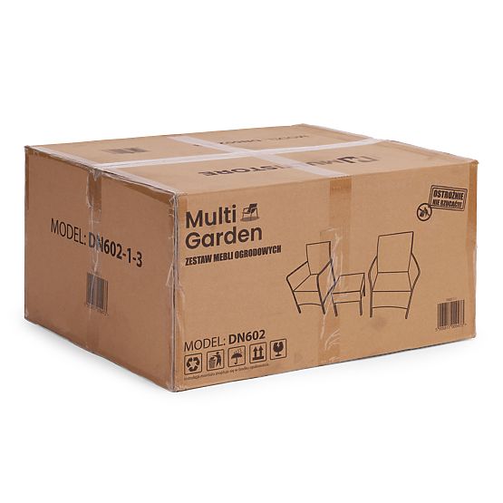 Garden Furniture Set 2 Chairs + Table Tempered Glass Brown MultiGarden