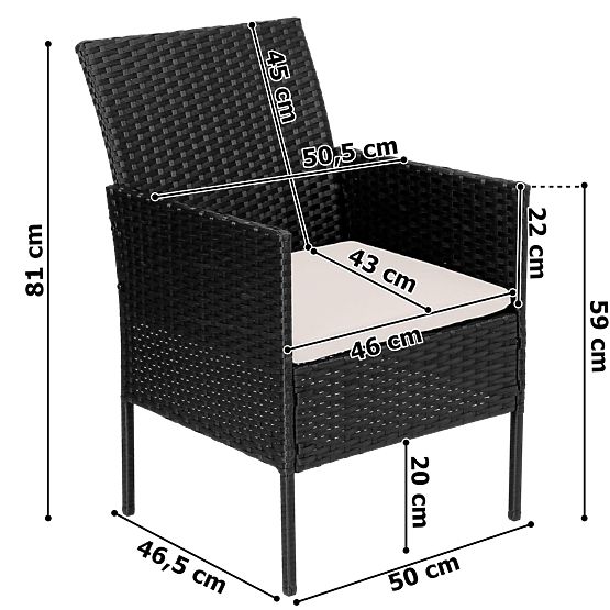 Garden Furniture Set 4-in-1 MAGNOLIA Black with Beige Cushions