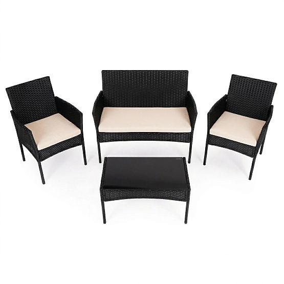 Garden Furniture Set from Technorattan Bench Table Chairs Black MultiGarden