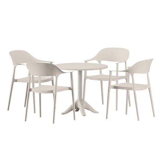 Garden Furniture Set (Round Table + 4 Chairs) VITA Beige