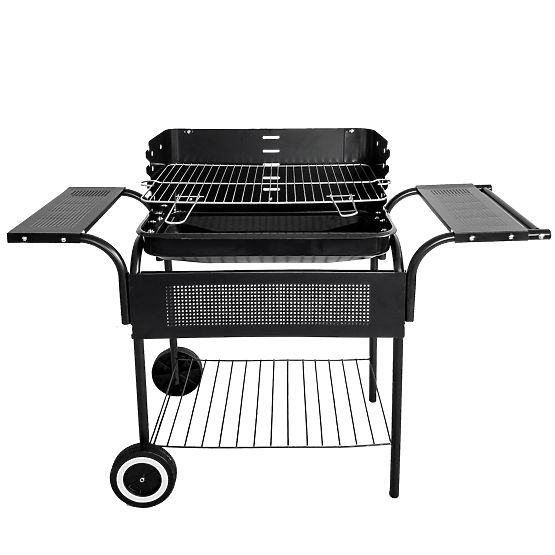 Garden Grill with Metal Shelves, Adjustable Grate, and Wheels