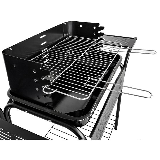 Garden Grill with Metal Shelves, Adjustable Grate, and Wheels