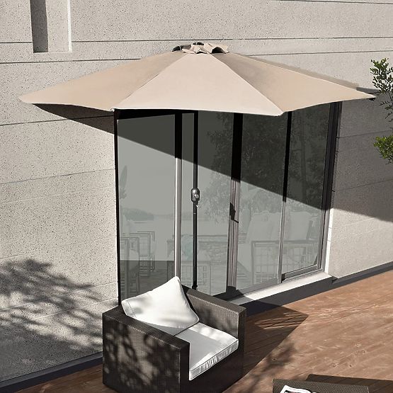Garden Half-Parasol Wall-Mounted for Terrace 2.7m Beige