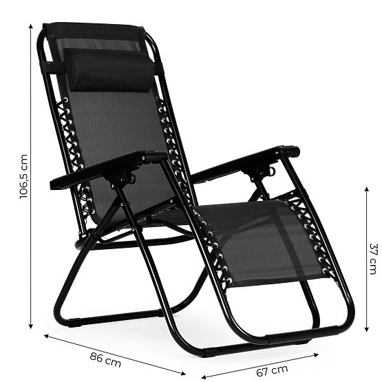 Garden Lounger Chair with Adjustable Backrest ZERO GRAVITY ModernHome - Black