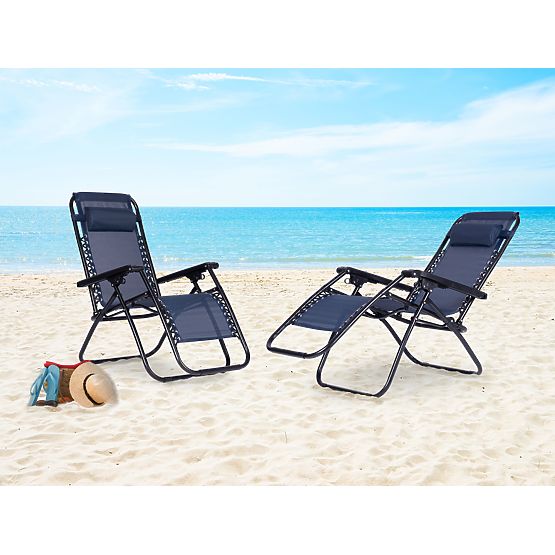 Garden Lounger Chair with Adjustable Backrest ZERO GRAVITY ModernHome - Blue