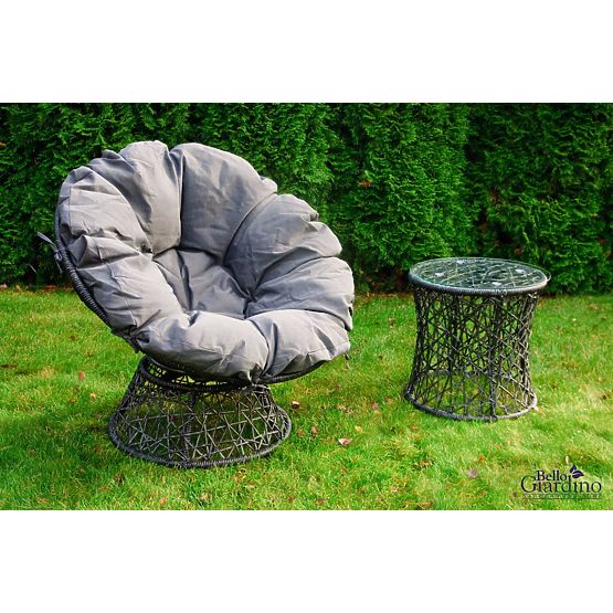 Garden Lounger Made of Technorattan + TWIST Table Grey