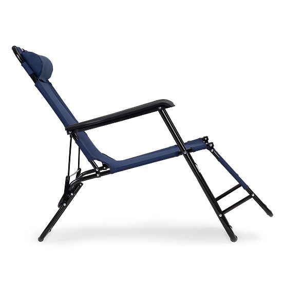 Garden Lounger with Headrest Foldable Construction Blue