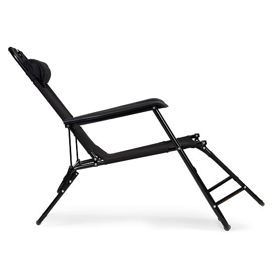Garden Lounger with Headrest Foldable Design Black
