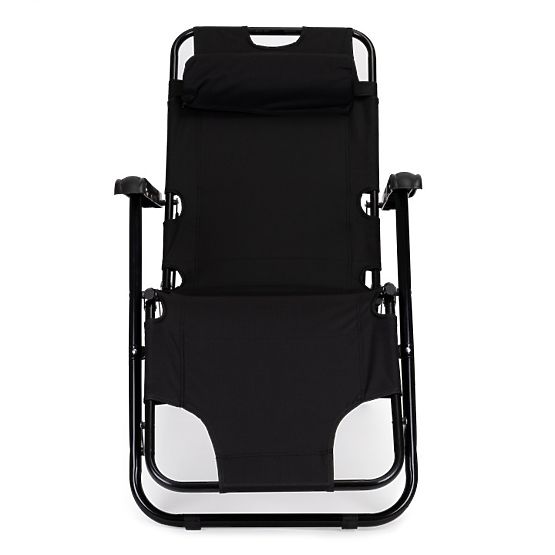 Garden Lounger with Headrest Foldable Design Black