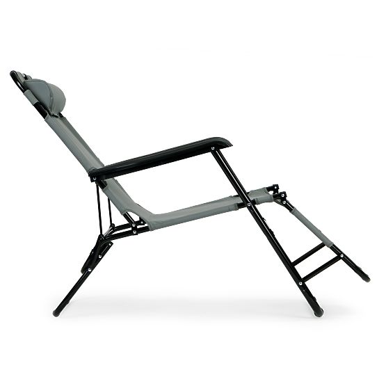Garden Lounger with Headrest Foldable Design Grey MultiGarden