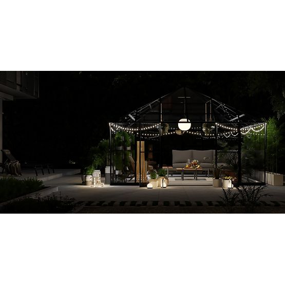 Garden Orangery ProGlass Gazebo Large with Base 17.8 m² Tempered Glass 4 mm, Aluminum, Black