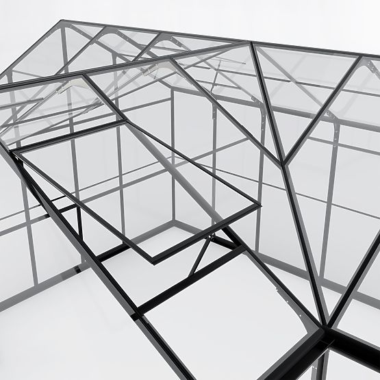 Garden Orangery Royal Green Standard 16.6 m² with Base, Tempered Glass 4 mm, Aluminum, Black