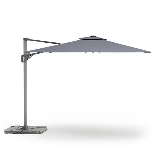 Garden Parasol on Arm Shade 4x3 m with Cover, 360° Rotatable, Grey