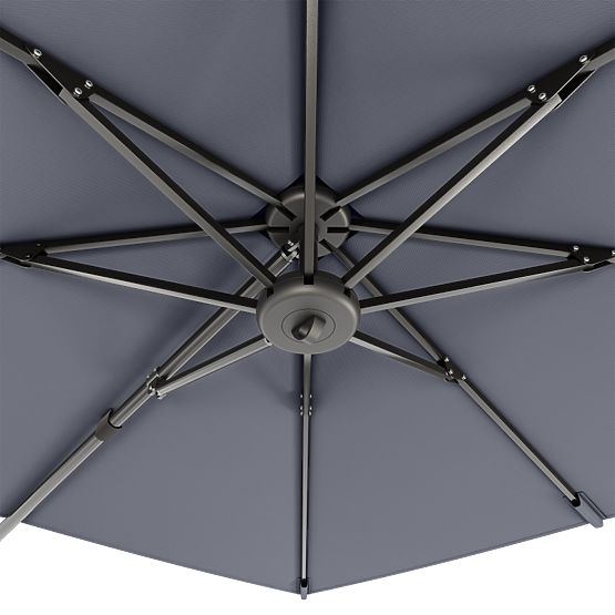 Garden Parasol on Arm Shade 4x3 m with Cover, 360° Rotatable, Grey