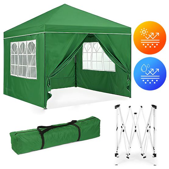 Garden Pavilion Tent 3x3 m Automatic Folding + 4 Side Walls MultiGarden