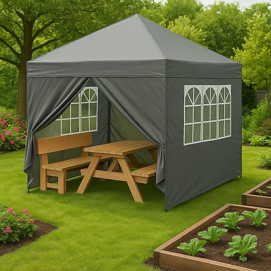 Garden Pavilion Tent 3x3 m Automatic Pop-up + 4 Side Walls MultiGarden
