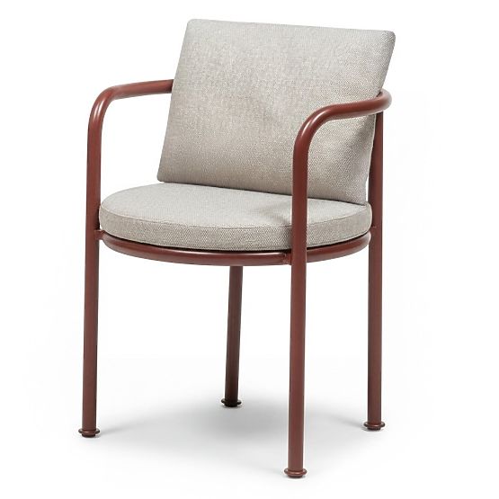 Garden Set Amarello, Round Table 140 cm + 4 Chairs, Aluminum, Burgundy Brown