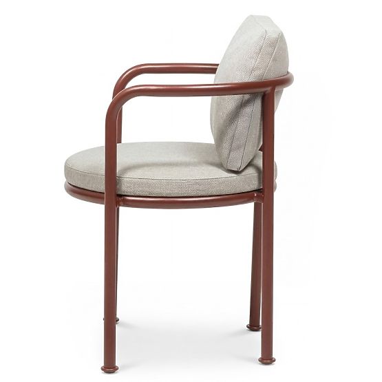 Garden Set Amarello, Round Table 140 cm + 4 Chairs, Aluminum, Burgundy Brown