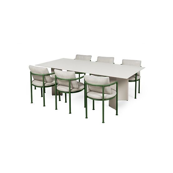 Garden Set Amarello, Table 220 cm + 6 Chairs, Aluminum, Light Beige/Green