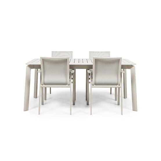 Garden Set Canelli, Extendable Table 175-234 cm + 4 Chairs, Aluminum, Light Beige