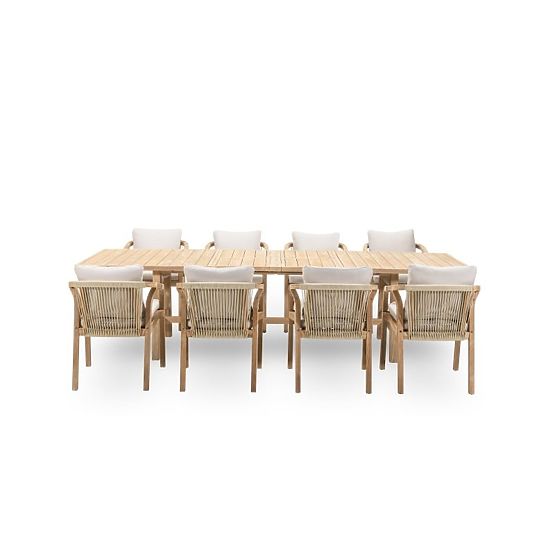 Garden Set Castello, Extendable Table 200-295 cm + 8 Woven Chairs, Acacia Wood FSC