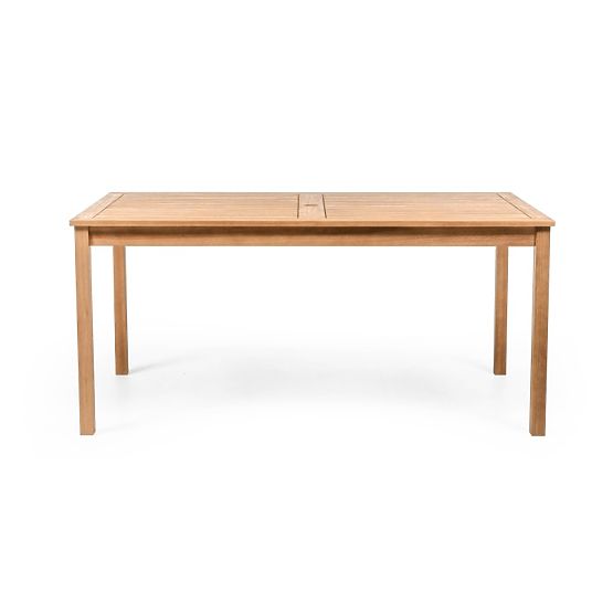 Garden Set Familis Table 160 cm + 6 Chairs with Adjustable Backrests and Cream Cushions, Wood