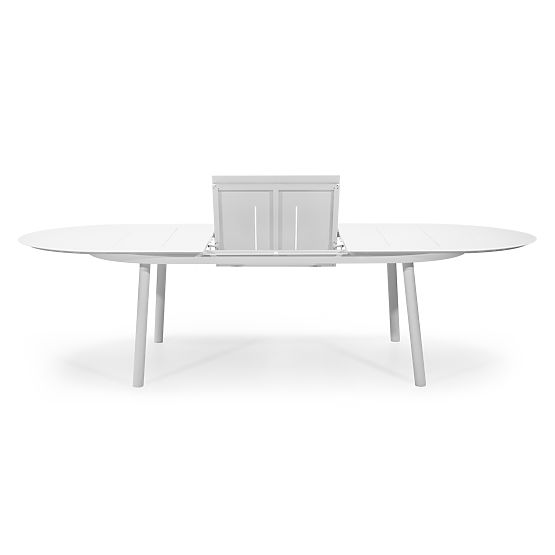 Garden Set Marinelli, Extendable Table 230-300 cm + 8 Chairs, Aluminum, White