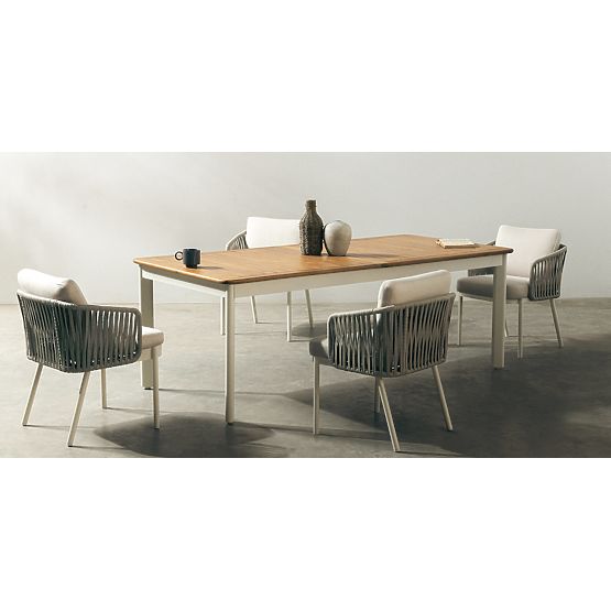 Garden Set Porticato, Extendable Table 211-300 cm + 8 Chairs, Acacia Wood FSC, Teak Look