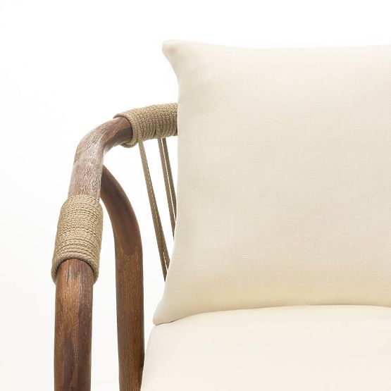 Garden Set Rovigo Table with Stone Top 220 cm and 6 Chairs with Woven Cord, Dark Wood