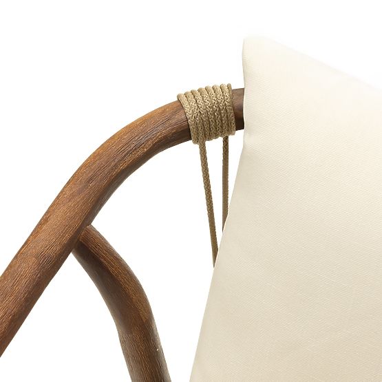 Garden Set Rovigo Table with Stone Top 220 cm and 6 Chairs with Woven Cord, Dark Wood