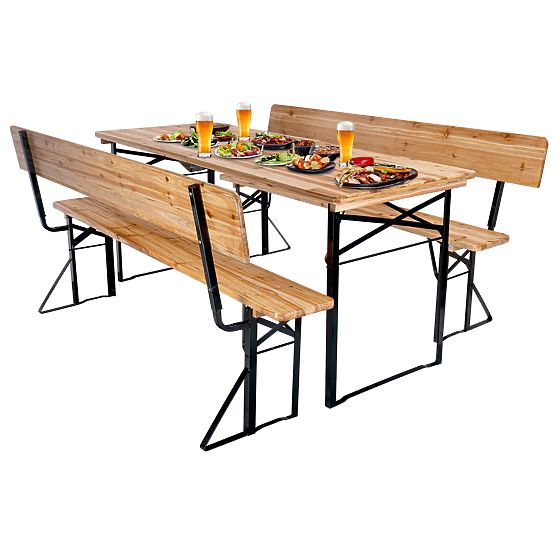 Garden Set Steel-Wood PORTER 170 cm Table + 2 Benches