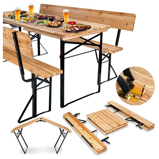 Garden Set Steel-Wood PORTER 170 cm Table + 2 Benches