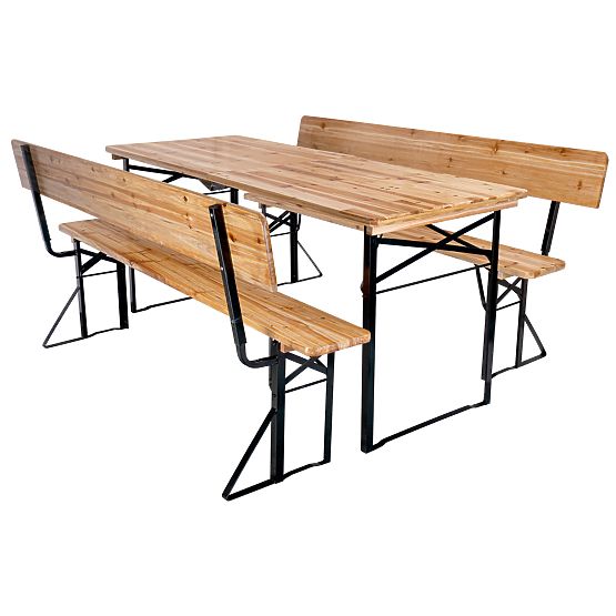 Garden Set Steel-Wood PORTER 170 cm Table + 2 Benches