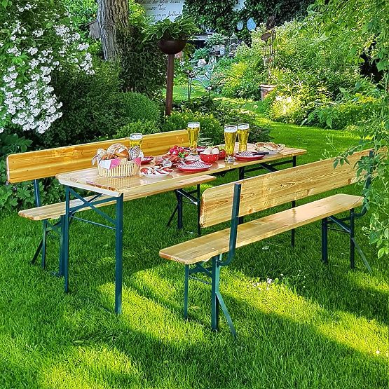Garden Set Steel-Wood PORTER 170 cm Table + 2 Benches
