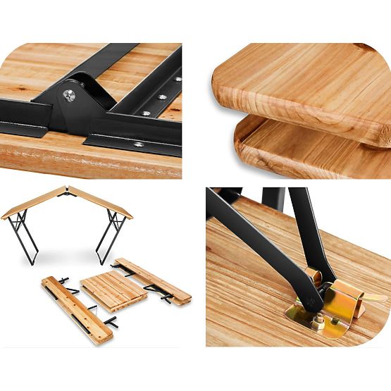 Garden Set Steel-Wood PORTER 170 cm Table + 2 Benches