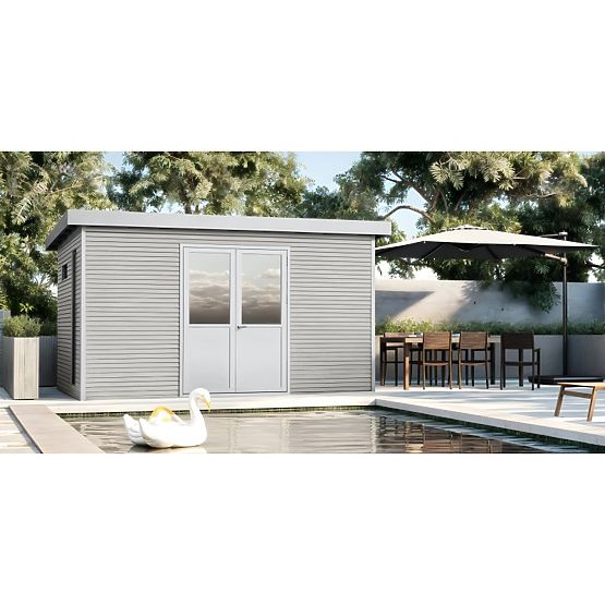Garden Shed Ardena 4x3 m 12 m², Dark Gray, Composite Wood, Aluminum, Easy Assembly
