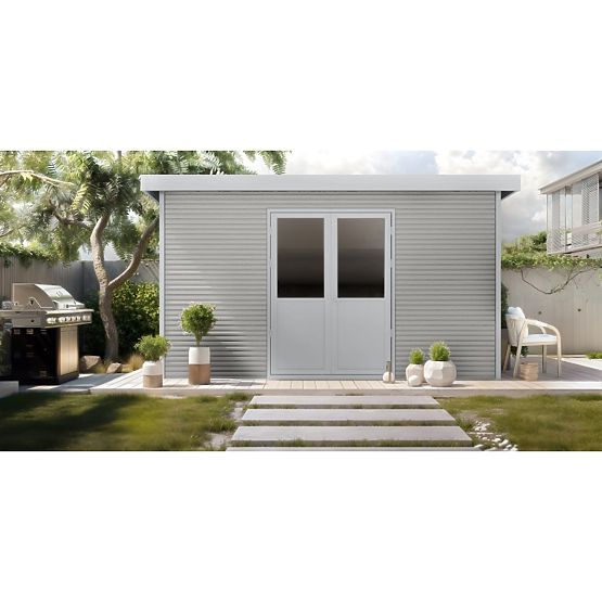 Garden Shed Ardena 4x3 m 12 m², Dark Gray, Composite Wood, Aluminum, Easy Assembly