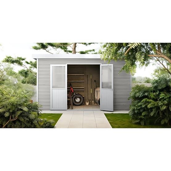 Garden Shed Ardena 4x3 m 12 m², Dark Gray, Composite Wood, Aluminum, Easy Assembly