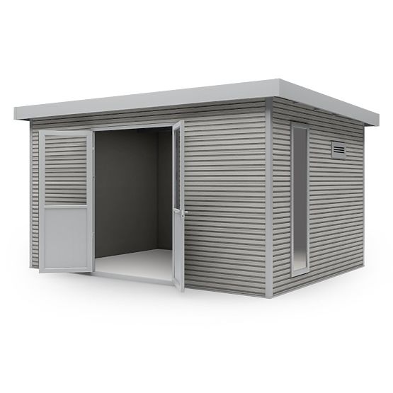 Garden Shed Ardena 4x3 m 12 m², Dark Gray, Composite Wood, Aluminum, Easy Assembly