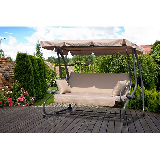 Garden Swing Convertible 2-in-1 with Beige Cushions