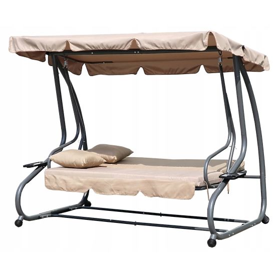 Garden Swing Convertible 2-in-1 with Beige Cushions