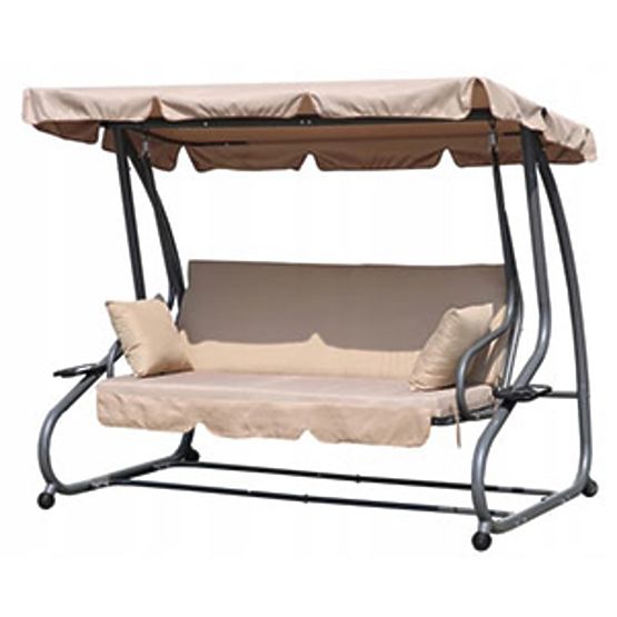 Garden Swing Convertible 2-in-1 with Beige Cushions